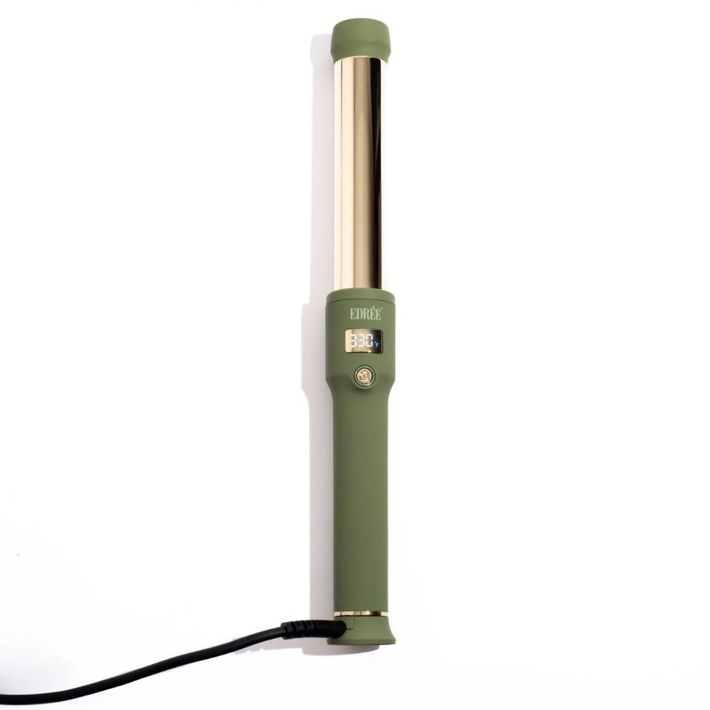 NEW  Edrée The Delilah 1.25" Barrel Curling Iron Wand in Olive Green